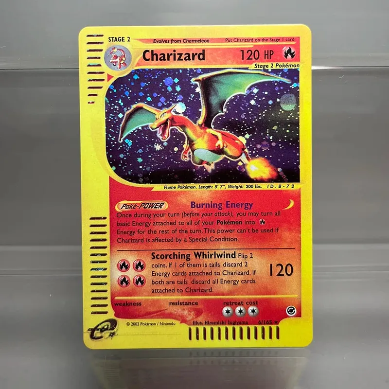 Charizard ptcg cartão de coleção única 1ª edição 1996 vmax ex raro cartão arco-íris pkm cartões proxy brinquedos presentes
