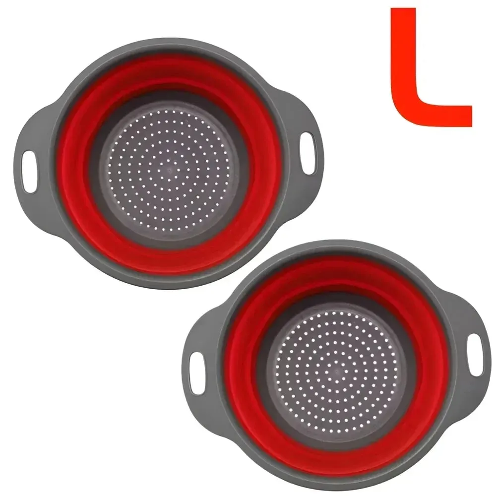 2 pçs silicone dobrável escorredor cesta frutas vegetais dobrável coador de cozinha para alimentos macarrão utensílios de cozinha dispositivo de drenagem — image 21