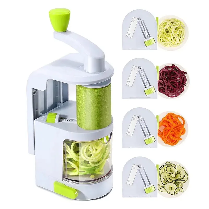 Vegetable Spiralizer 4-IN-1 Rotating Blade Veggie Spiralizer Zucchini Noodle Maker with Suction Cup Vegetable Cutter Slicer — image 7