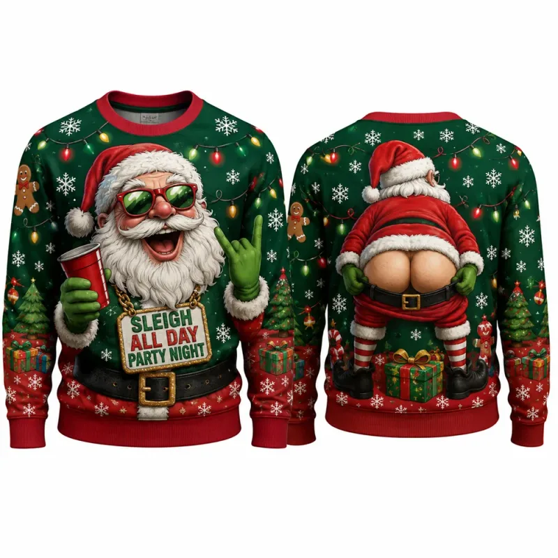 Lets Get Blitzened Reindeer Christmas Sweatshirt 3D Print Crewneck Unisex New Funny Ugly Xmas Party Holiday Jumper Autumn Wear — image 8