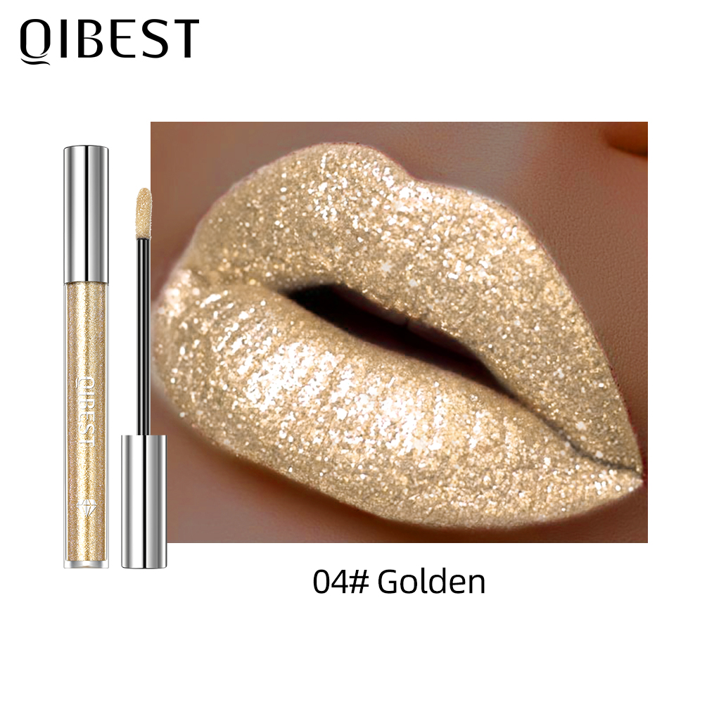 Glitter diamante batom líquido à prova dlong água longa duração pérola brilhante brilho labial metal encantador feminino maquiagem labial 6 cores