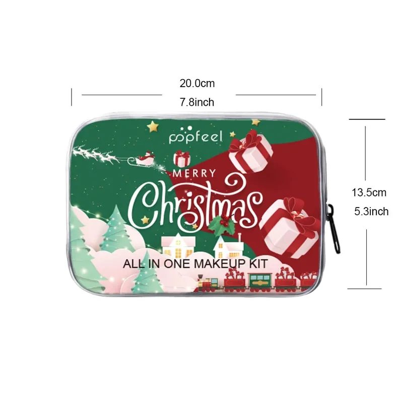 Conjunto de maquiagem de Natal - coleção completa de batom base de sombra para celebrações de feriados e glamour do dia a dia