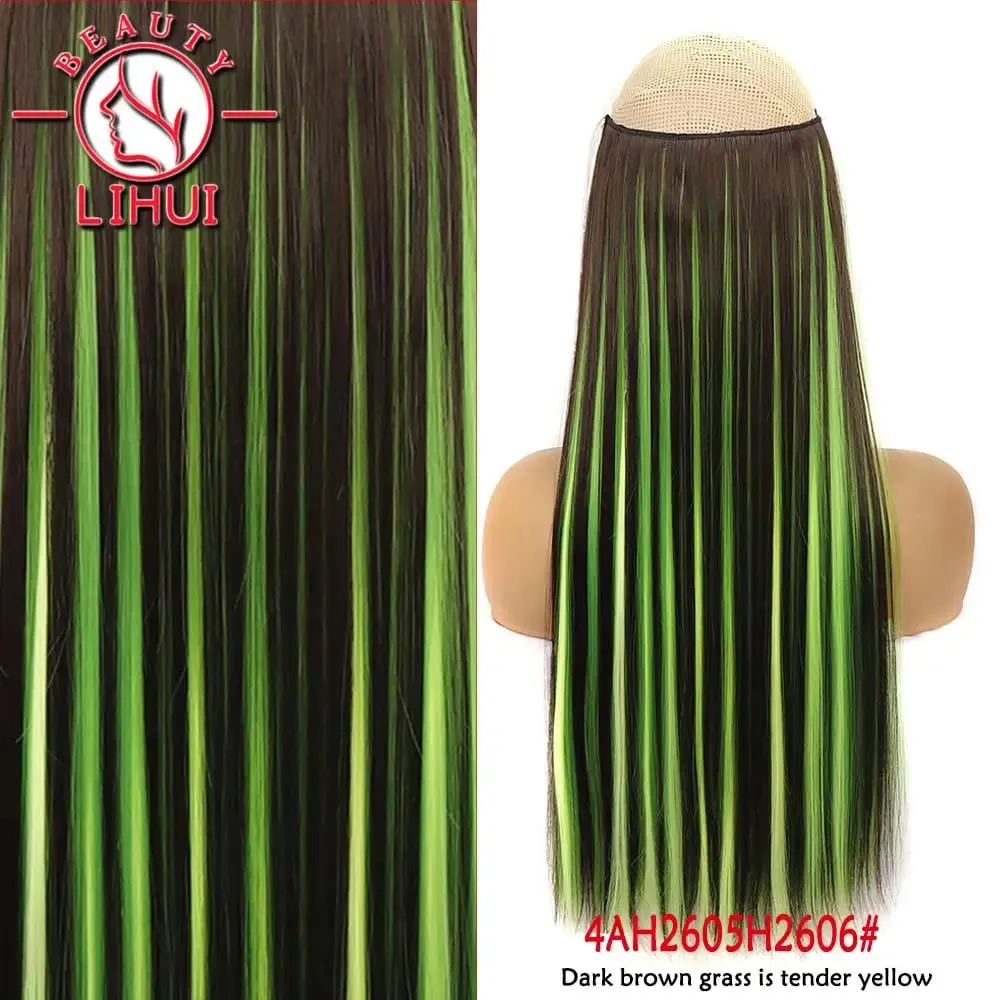 Synthetic Natural Synthetic Hair Extensions 5 Clip In Artificial Fake Ombre Blonde Brown Black Pink Straight False Hair Piece