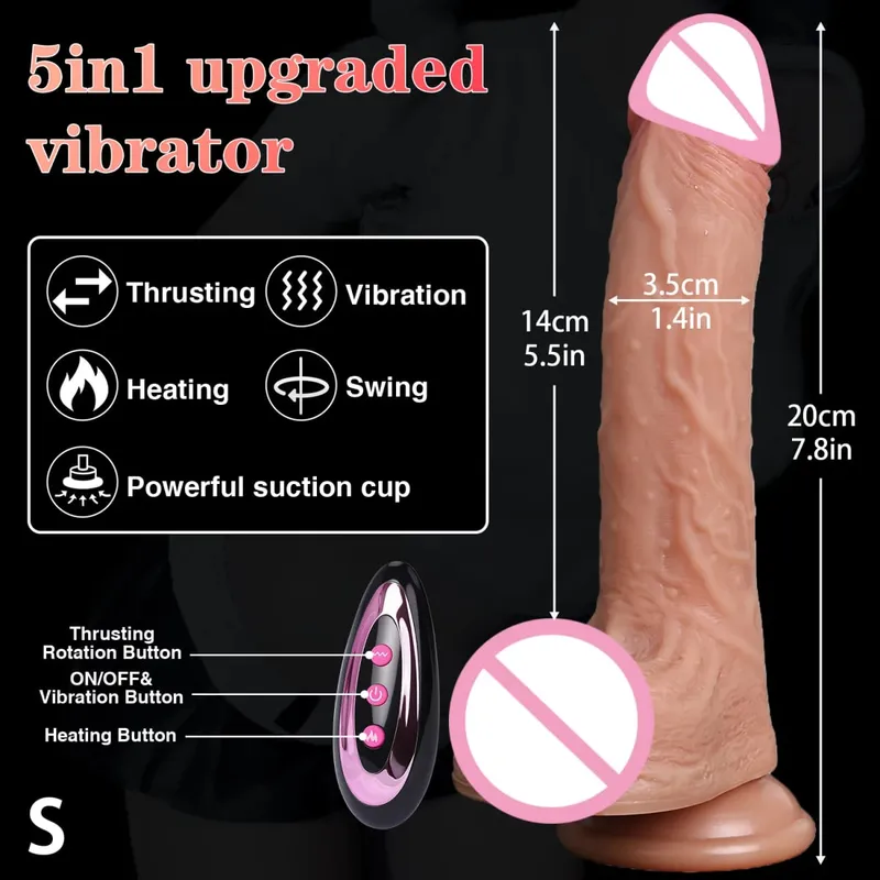 逼真假陽具振動器矽膠伸縮陰莖推力遙控雞巴大雞巴自慰女性成人性玩具