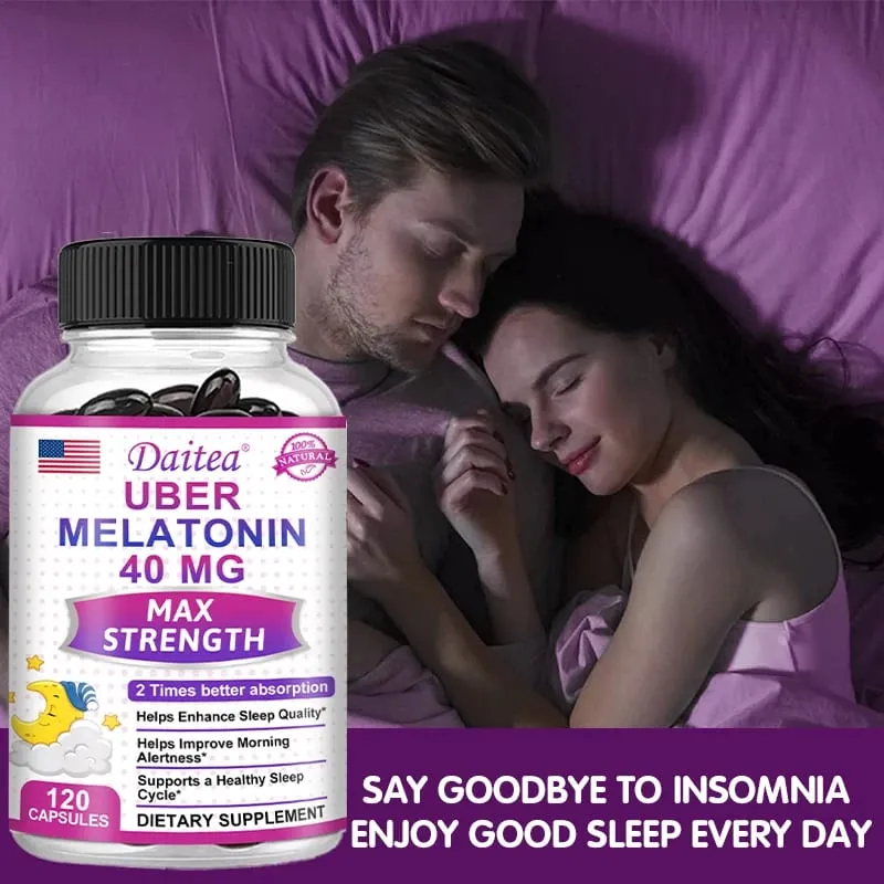 Daitea Super Melatonin Capsules-40mg Contém vitamina C ajuda você a adormecer mais rápido, alivia a insônia e melhora a qualidade do sono