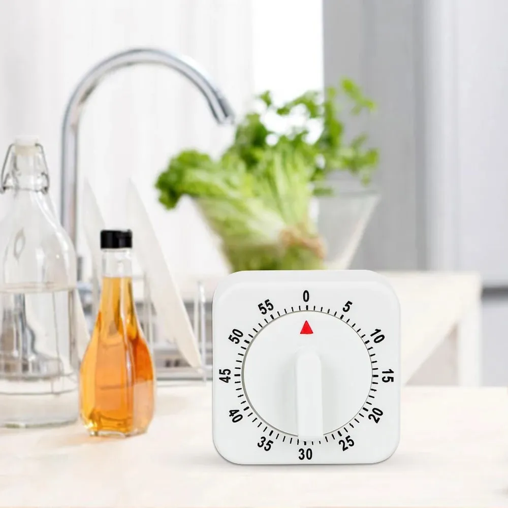 Temporizador mecânico ferramentas de cozinha quadrado branco ferramentas de cozinha 60 minutos temporizador de cozinha lembrete de alarme de contagem regressiva