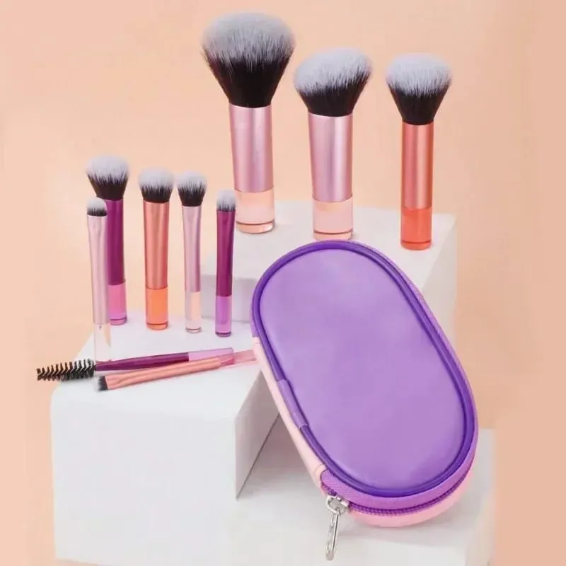 10 pçs/saco mini conjunto de pincéis de maquiagem em pó sombra fundação blush liquidificador corretivo beleza ferramentas de maquiagem escova profissional