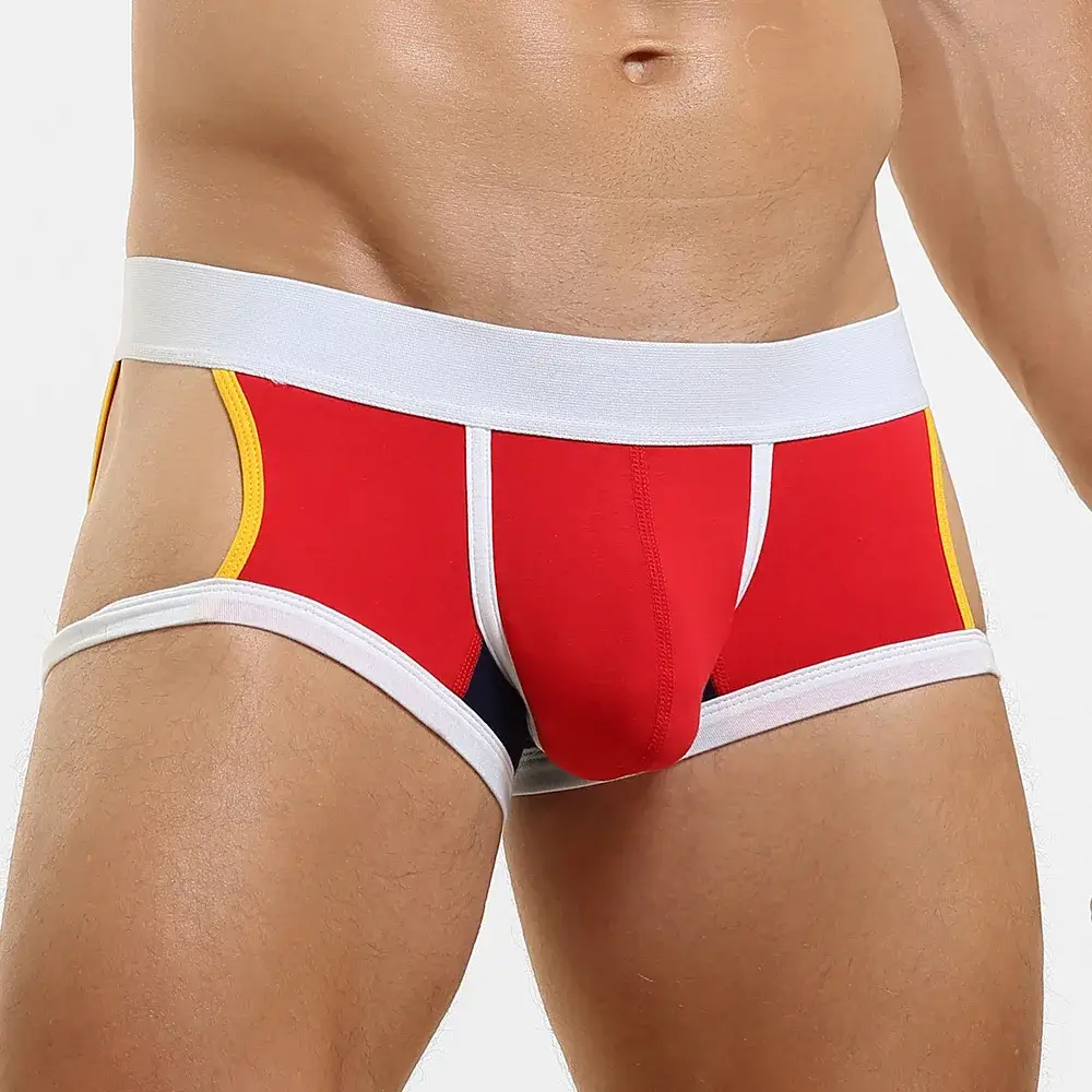 Men's Low-Waist U-Shape Flat Briefs Underwear Trendy Side-Light Design Comfortable Innerwear for Men