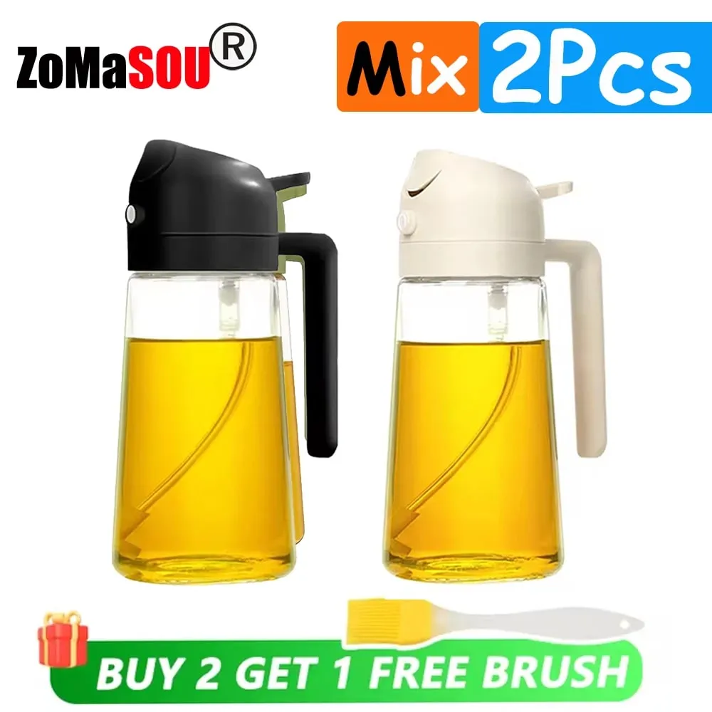 1-4pc 2-em-1 pulverizador pourer óleo garrafa vazia recipiente de óleo de plástico dispensador vaporizador cozinha churrasco acampamento utensílios de cozinha