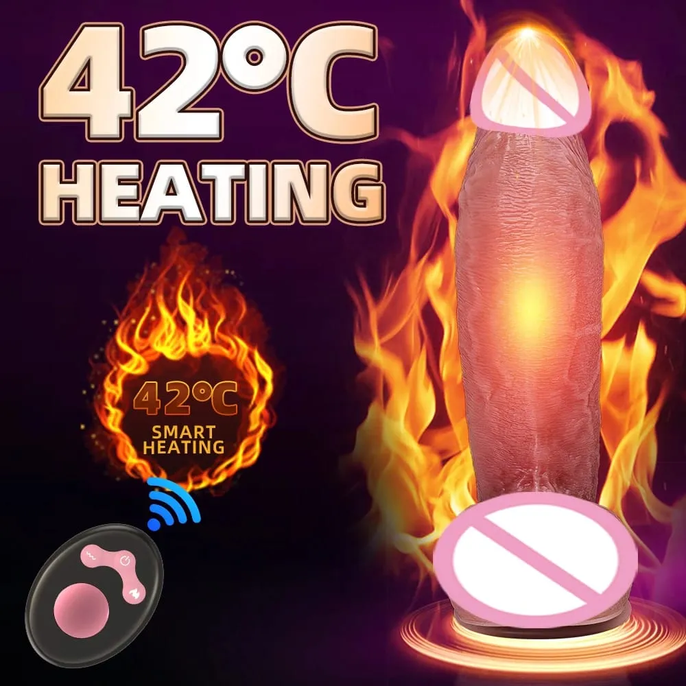 Vibrador realista vibrador telescópico aquecimento pênis controle remoto galo empurrando pau grande masturbação para mulheres brinquedos sexuais adultos