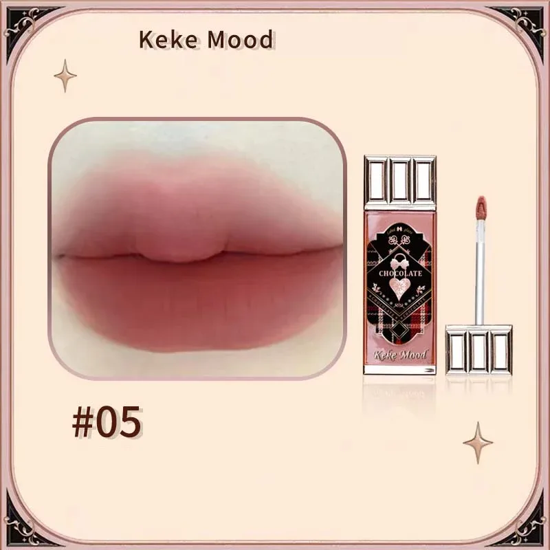 Nuvem de chocolate brilho labial fosco veludo suave aplicação esmalte mousse marrom vermelho batom líquido maquiagem tonalidade labial cosméticos