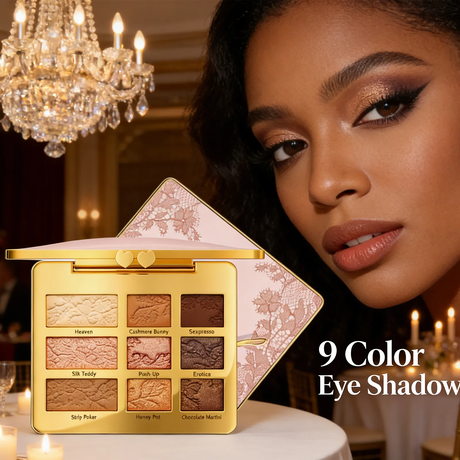 9 Colors Eyeshadow Palette Portable Multifunctional Glitter Eye Shadow Shimmer Pallet Highlighter Powder Brush Beauty Kit 12g
