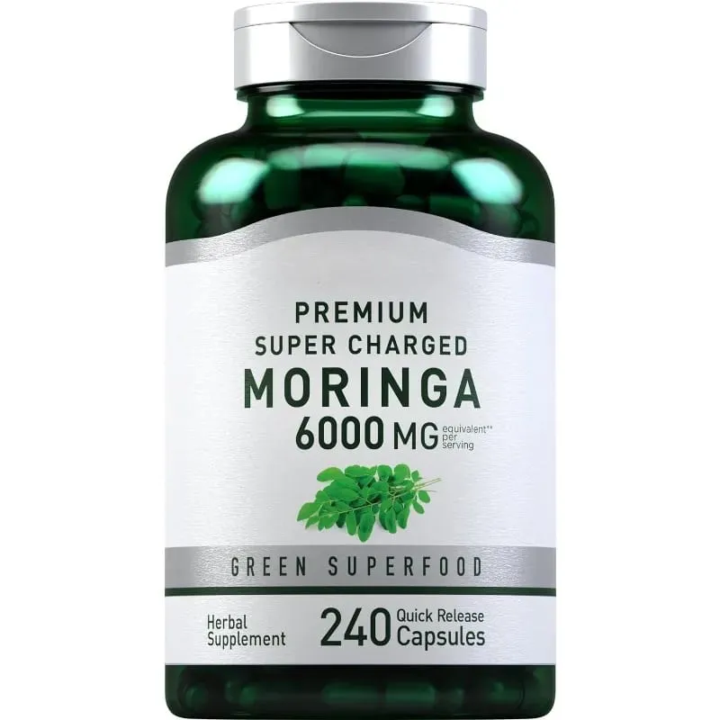 Suplemento de Moringa Oleifera 6000mg Extrato de Folha Concentrado Suporta Saúde e Bem-Estar Geral Não OGM 240 Cápsulas para Adultos