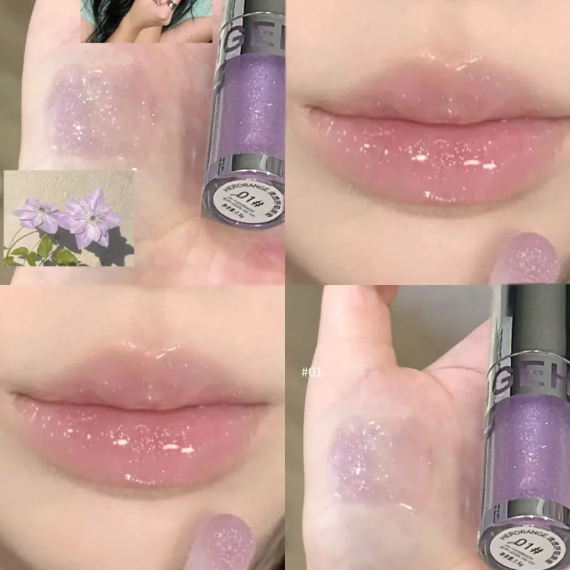 Herorange brilho labial transparente e respirável, brilho labial hidratante, brilho labial de longa duração, cosméticos transfronteiriços diários para jovens