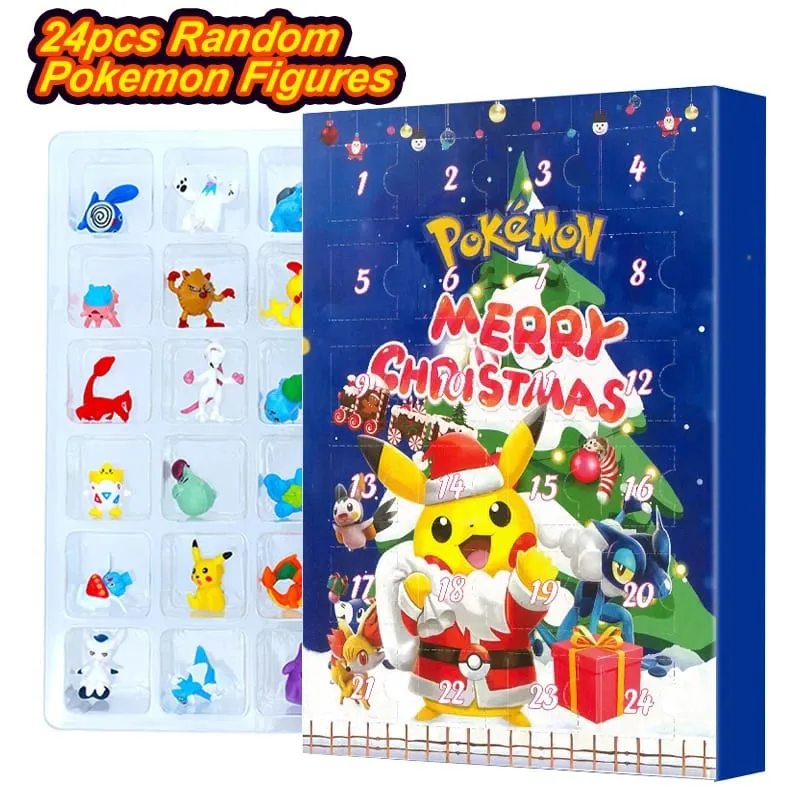 Pokemon Figure Advent Calendar Gift Box mini Pikachu Character Bulbasaur Christmas Toy Gifts Collection Desktop Model Toy