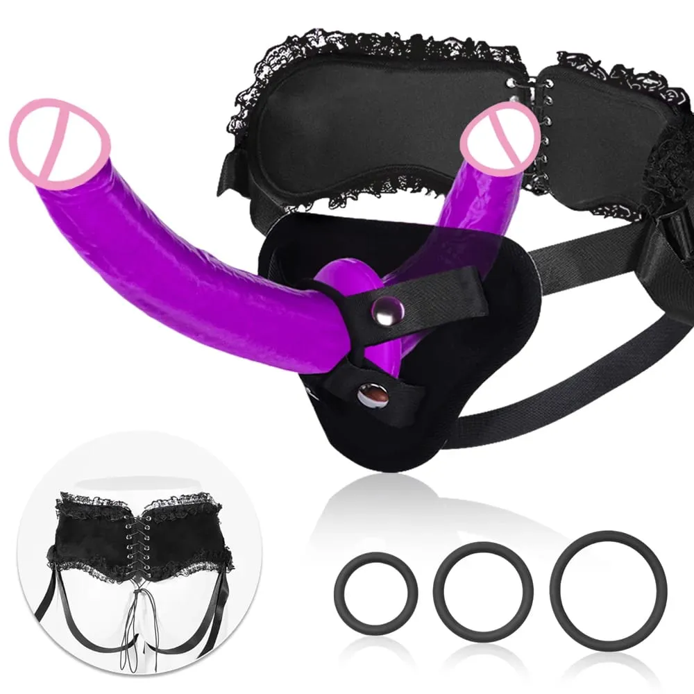 Vibrador realista de duas cabeças, pênis longo, penetração dupla, ponto g, vagina, pau anal, projetado para mulheres lésbicas, brinquedos sexuais adultos