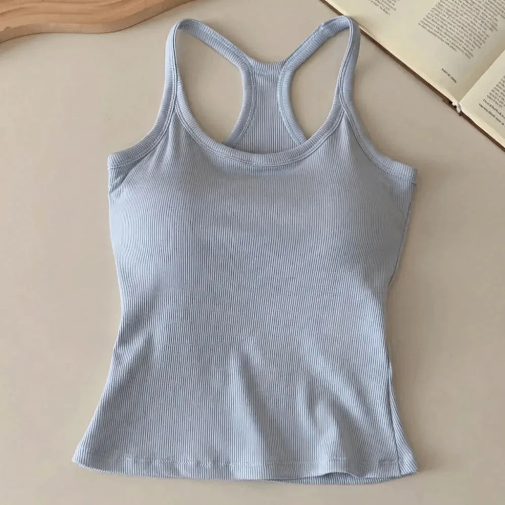 Alças de ombro largas colete oco confortável em forma de h costas peito pequeno camisola design fino elástico fino regata