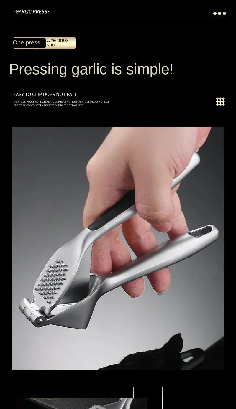 Zinc Alloy Garlic Puree Press Kitchen Tool Multifunctional Manual Garlic Squeezing Machine Household Creative Garlic Paste Clamp