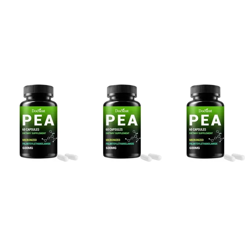 Docteat PEA 600mg Cápsulas Palmitoiletanolamida Micronizada Suporta Equilíbrio Composto Manutenção Conforto e Facilidade 60 Cápsulas