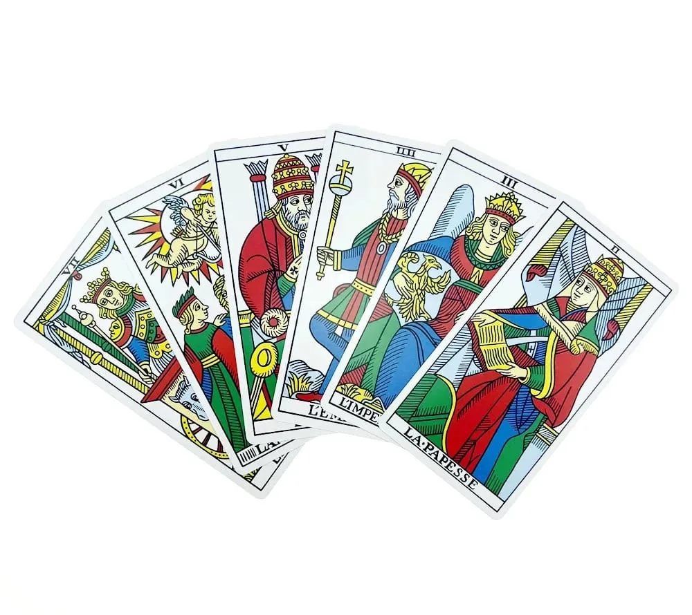 Baralho de tarô de Marselha, 12x6,5 cm, 78 peças, versão completa em inglês, jogo de tabuleiro de tarô mágico, cartas de tarô universais com instruções de papel