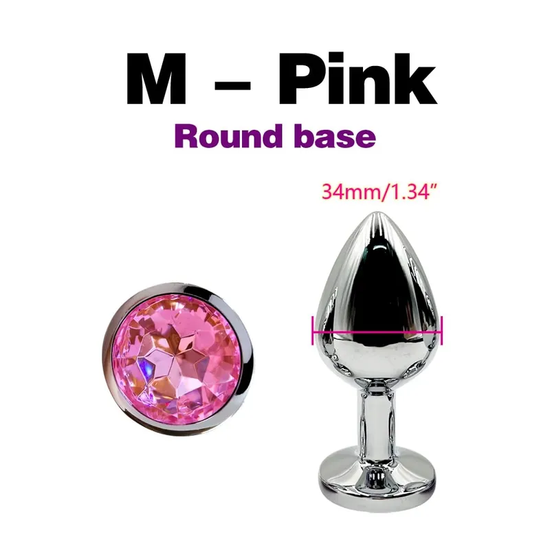 Plugue anal de metal com base de gema, plugue anal de 5 tamanhos para iniciantes e especialistas, massagem em ponto g, casais femininos/masculinos, brinquedos sexuais adultos