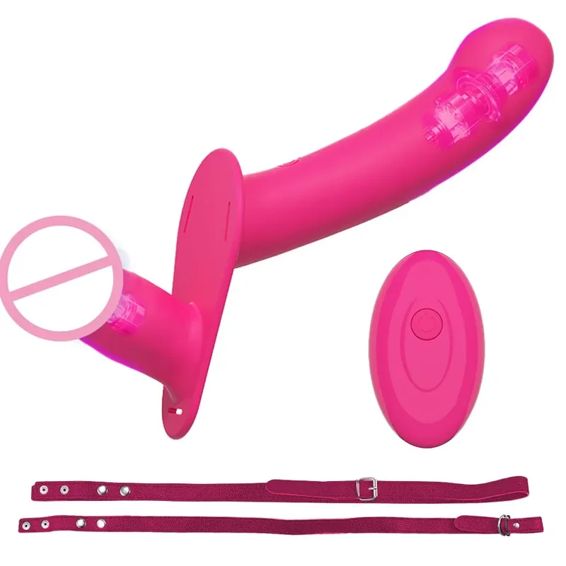 Strap-on vibrador vibrador masturbação vaginal clitóris estimulador wearable cabeça dupla 10 vibração brinquedos sexuais para casal lésbica