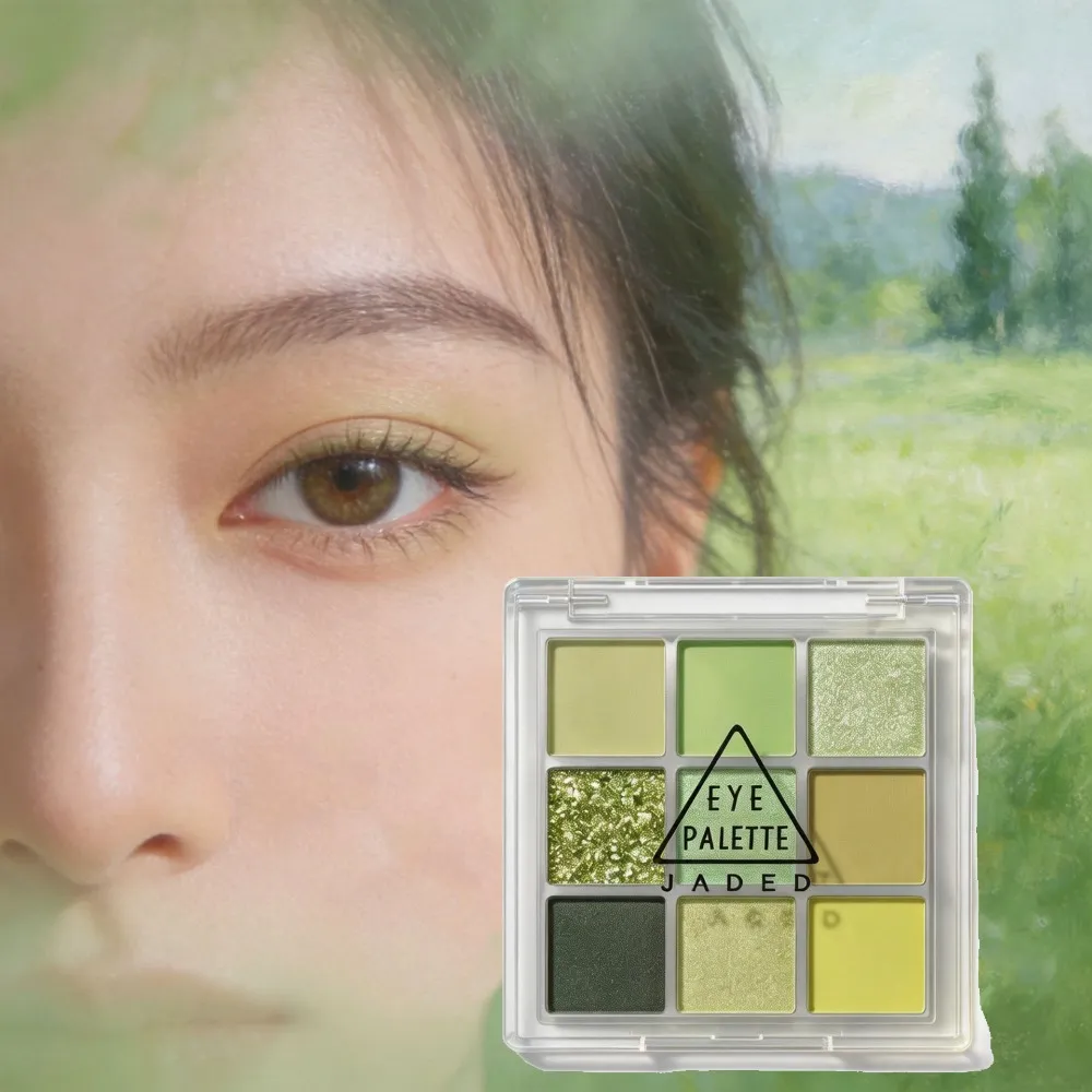 Paleta de sombras verde menta, 9 cores, fosca, brilhante, floresta, veludo, macio, misturável, natural, maquiagem diária para os olhos