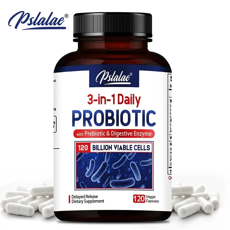 Probiotics + Prebiotics + Digestive Enzymes - Improves Digestion and Immunity Relieves Constipation Supports Intestinal Health