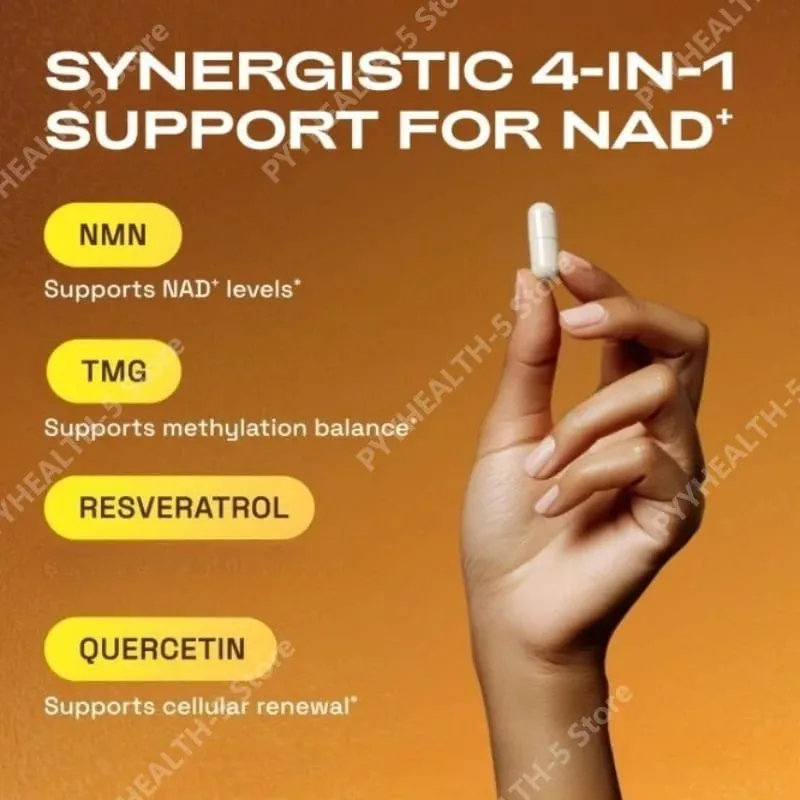 NMN 膠囊補充劑 1000 毫克 NAD+ 補充劑支持大腦能量 60 粒膠囊