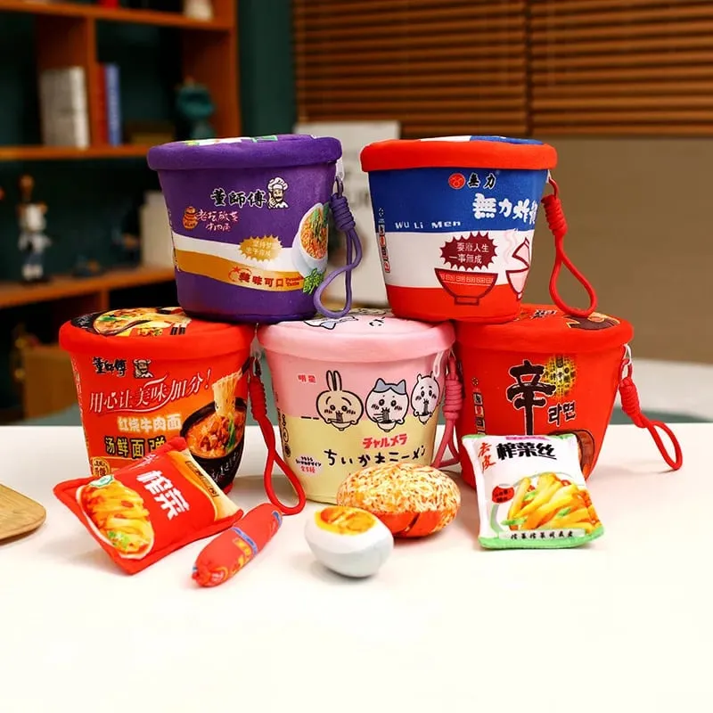 Simulação realista série de macarrão brinquedos de pelúcia criativo recheado macio balde de macarrão instantâneo travesseiro engraçado para meninas presente decoração de casa