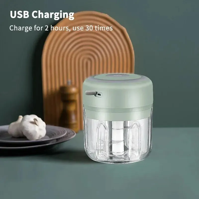 Mini triturador de alho elétrico sem fio 100ml/250ml portátil chopper carregamento usb gengibre pimentão vegetal máquina cozinha