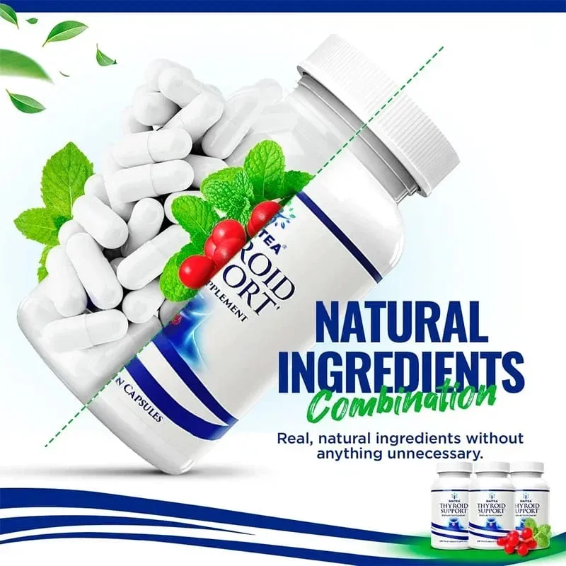 Suplemento para tireoide rico em iodo, vitamina B12, zinco, selênio, promove a saúde da tireoide e alivia a fadiga