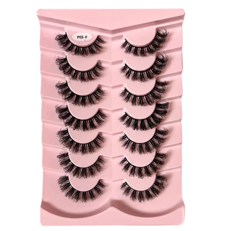 7 Pairs False Eyelashes Wispy Lashes Natural Look Fake Eyelashes Faux Mink Fluffy Strip False Lashes Pack