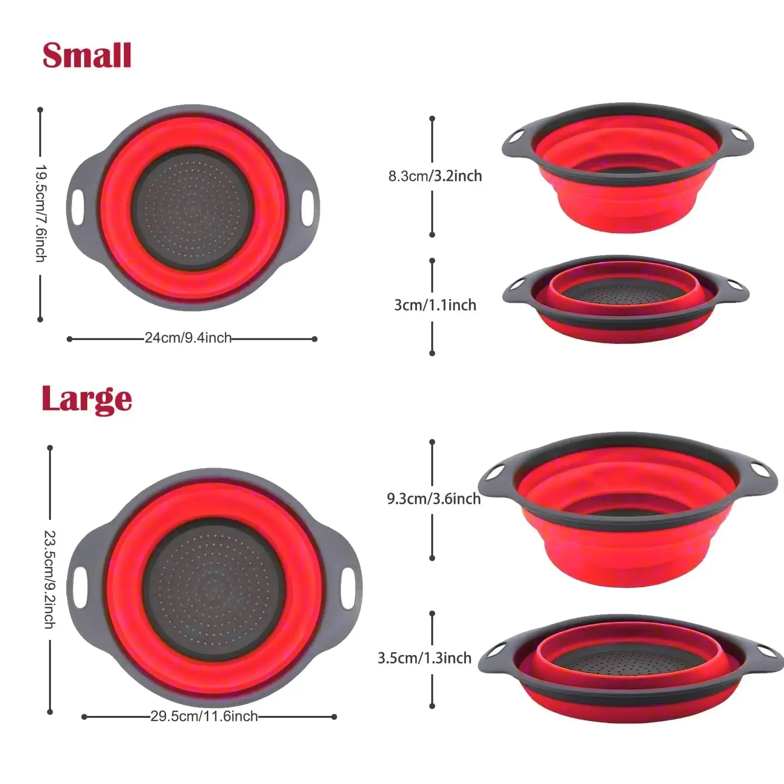 Passoire de cuisine passoire ensemble 2 pièces passoires alimentaires pour cuisine passoire pliable avec poignées en plastique pour pâtes et spaghetti