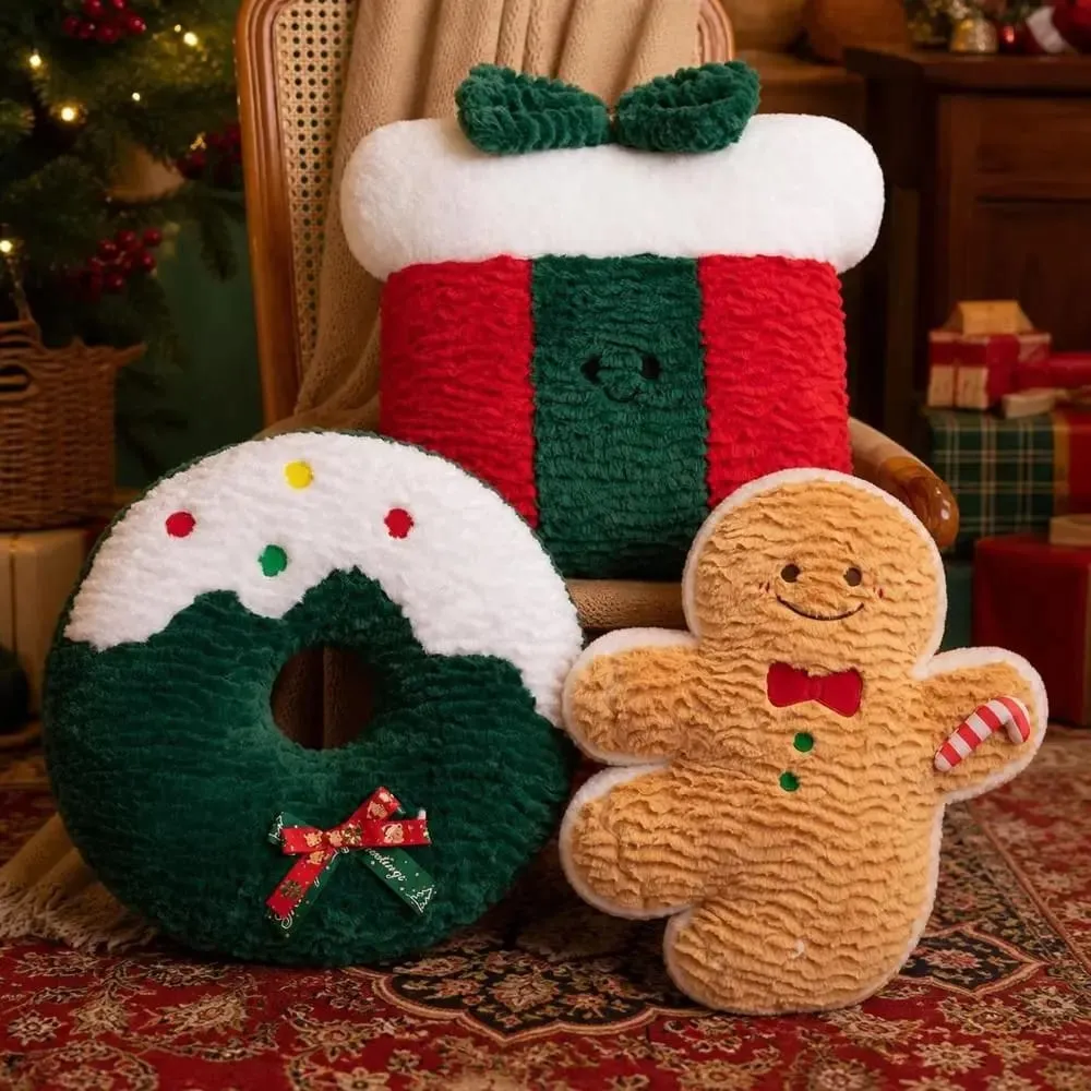 Bonito forma criativa travesseiro de natal macio recheado confortável almofada de cintura padrão sazonal árvore travesseiro decoração para casa