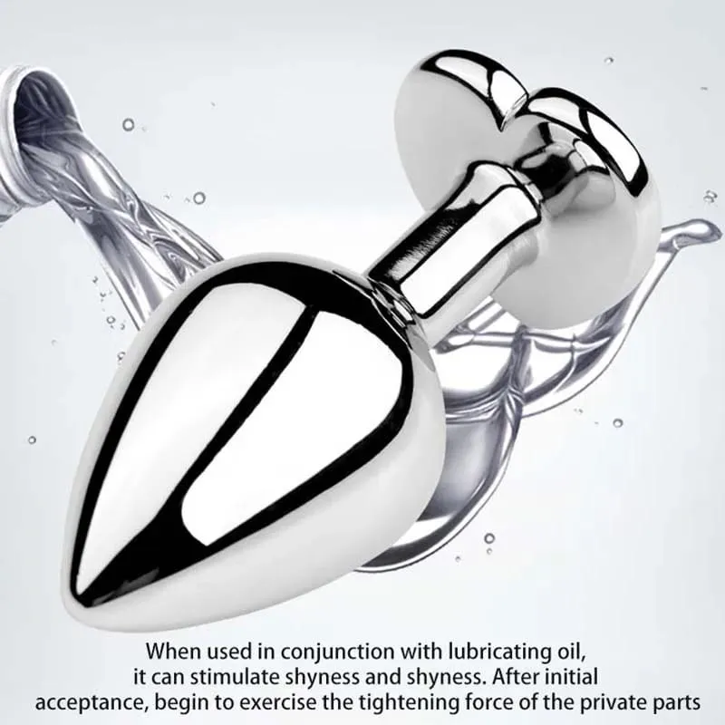 5 tamanhos de aço inoxidável cristal coração anal plug removível butt plug estimulador próstata massageador anal brinquedos sexuais vibradores
