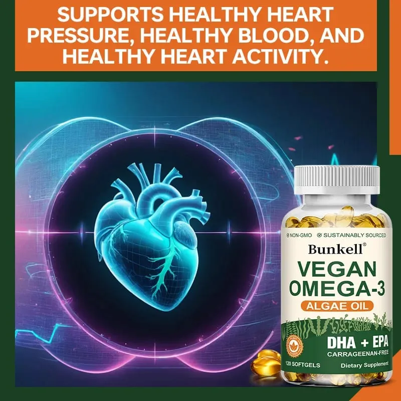 Suplemento de óleo de algas de 1000 mg apoia o cérebro cardiovascular e a saúde da visão, antiinflamatório e antioxidante