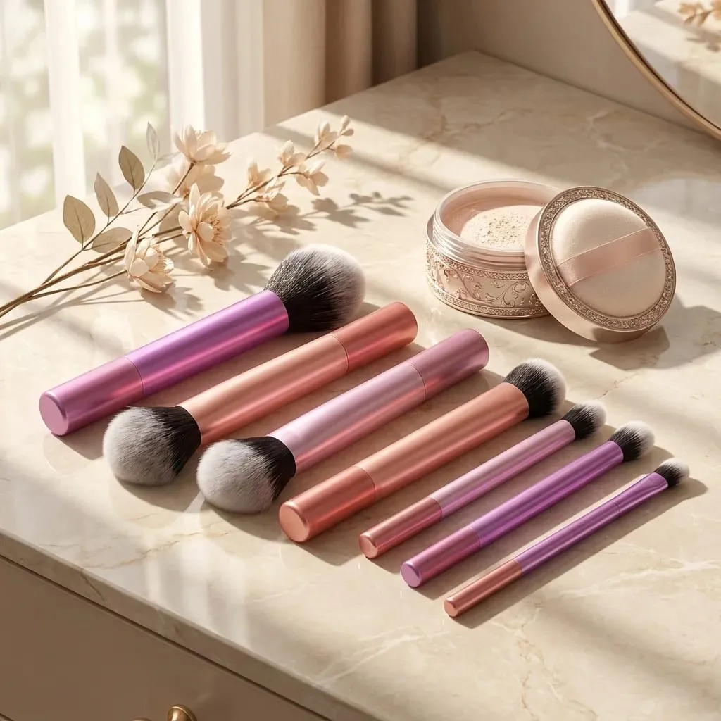 Conjunto de pincéis de maquiagem de cabelo sintético macio, 8 peças, base, blush, sombra, multiuso, ferramentas de beleza cosmética