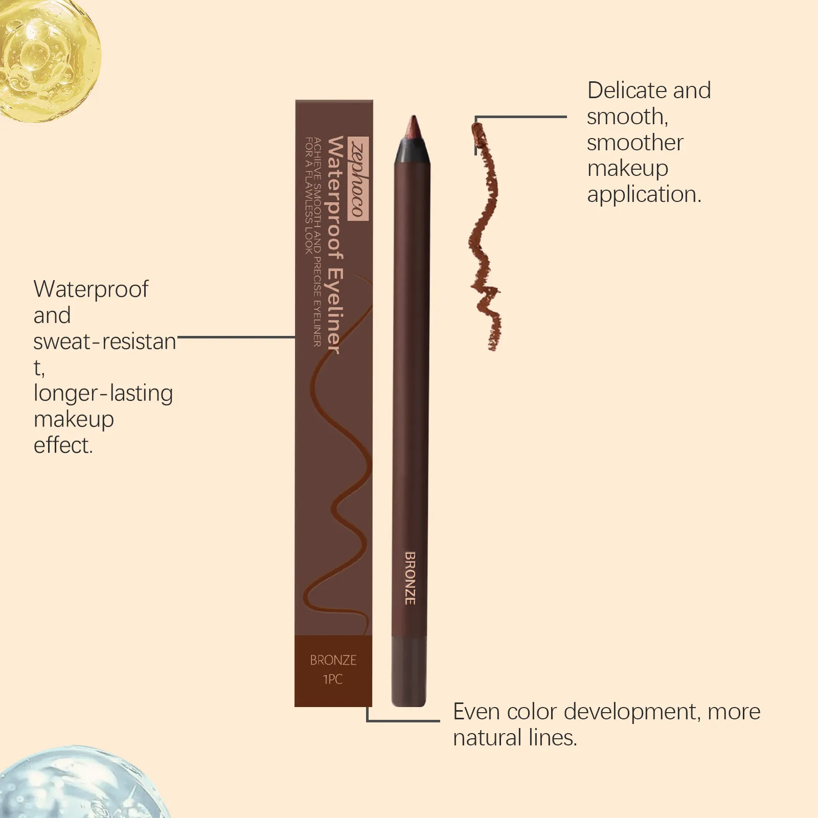 Waterproof Eyeliner Brown Smooth Matte Eye Liner Long Lasting Non Smudging High Pigmented Eyebrow Pencil Punk Eye Makeup