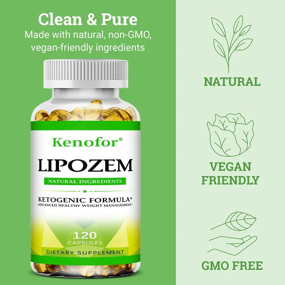 Cápsulas naturais de Lipozem - Saúde digestiva, supressão do apetite, metabolismo, controle de peso