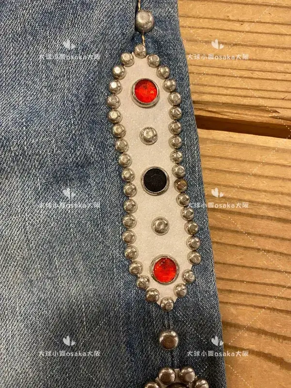 Hirata and Hiroshi 24SS Classic Rivet Set Diamond Vintage Jeans Casual Cowboy Gemstone Craft Men Pants