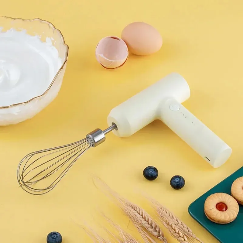 Batedor de ovos elétrico, batedor de comida, portátil, recarregável, 3 velocidades, batedor de ovos, massa, bolo, creme, misturador, ferramentas de cozinha