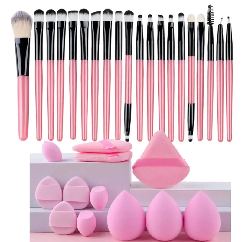 Conjunto de pincéis de maquiagem macio, 20 peças, base cosmética, pó, sombra, kabuki, pincel de maquiagem, ferramenta de beleza, esponja de maquiagem