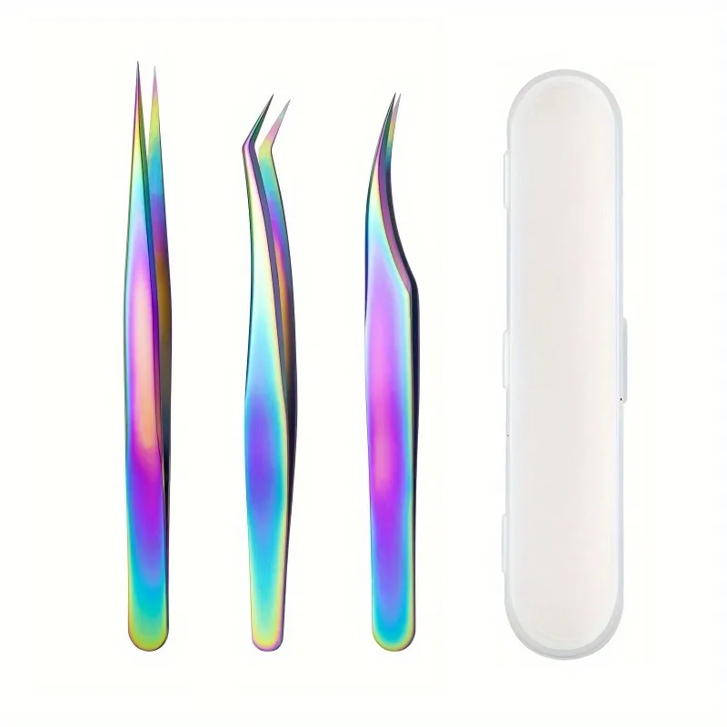 3 pçs conjunto de pinças de cílios de aço inoxidável conjunto multi-funcional ferramenta de maquiagem pinça de cílios pinça de remoção de cabelo pinça pontiaguda
