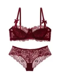 Rabbit Ear AB Cup Pure Desire Girl Bra Set | Pull-up Bra with Bow | Breathable French lace Bra | Anti-slip Cup Date Night