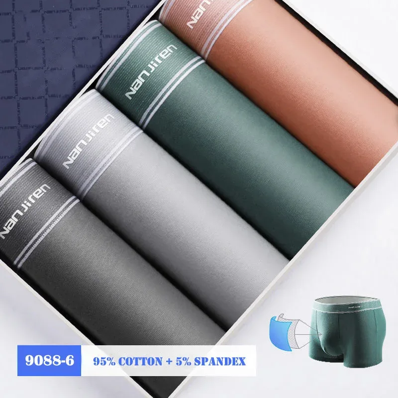 4Pcs/lot Men's Underwear Sexy Boxer Shorts Cotton Panties Man Solid Underpants Male Soft U Convex Lingerie Plus Size L-6XL — image 48