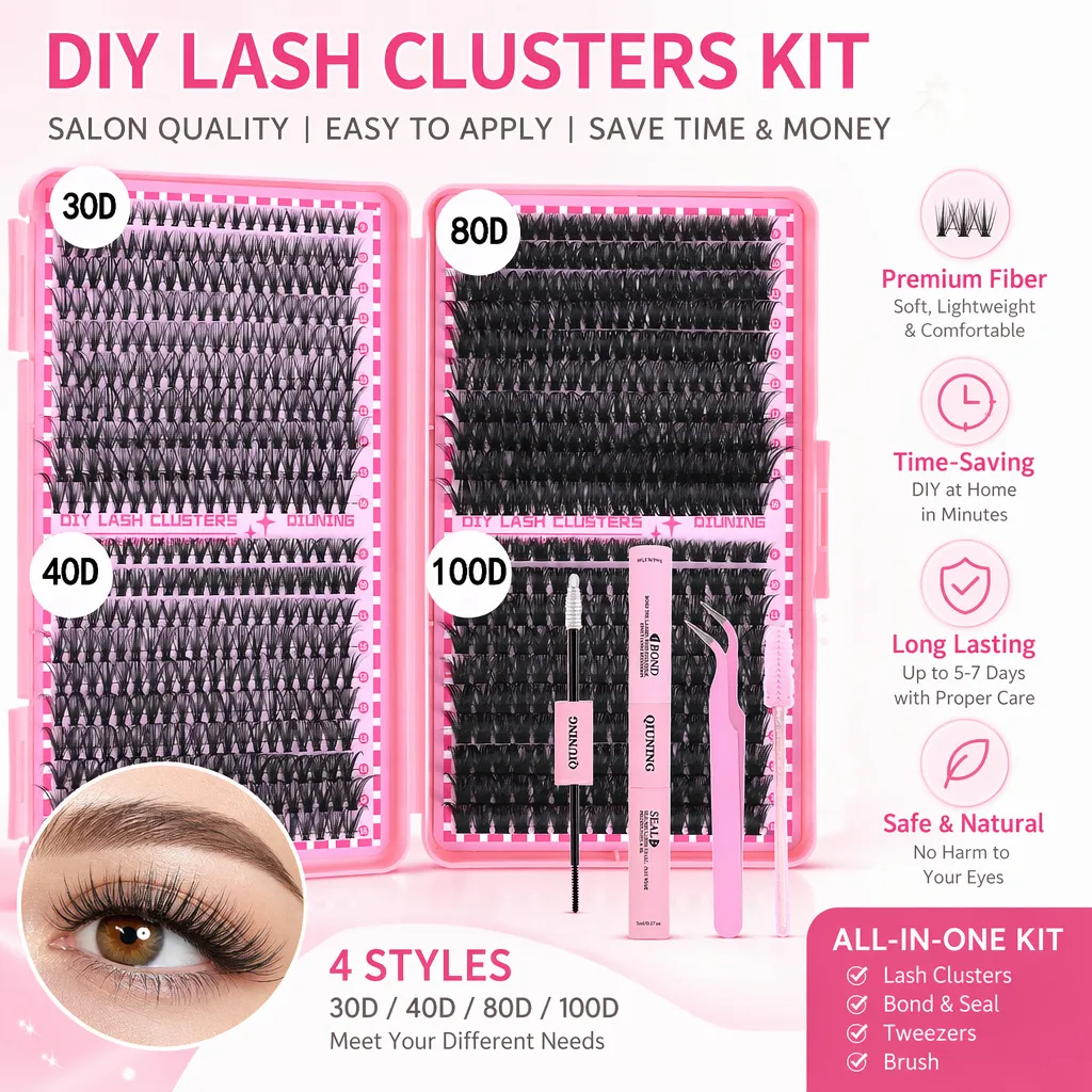 800 pçs kit de extensão de chicote diy clusters kit de extensão de cílios kit com lash bond e pinças de chicote de vedação