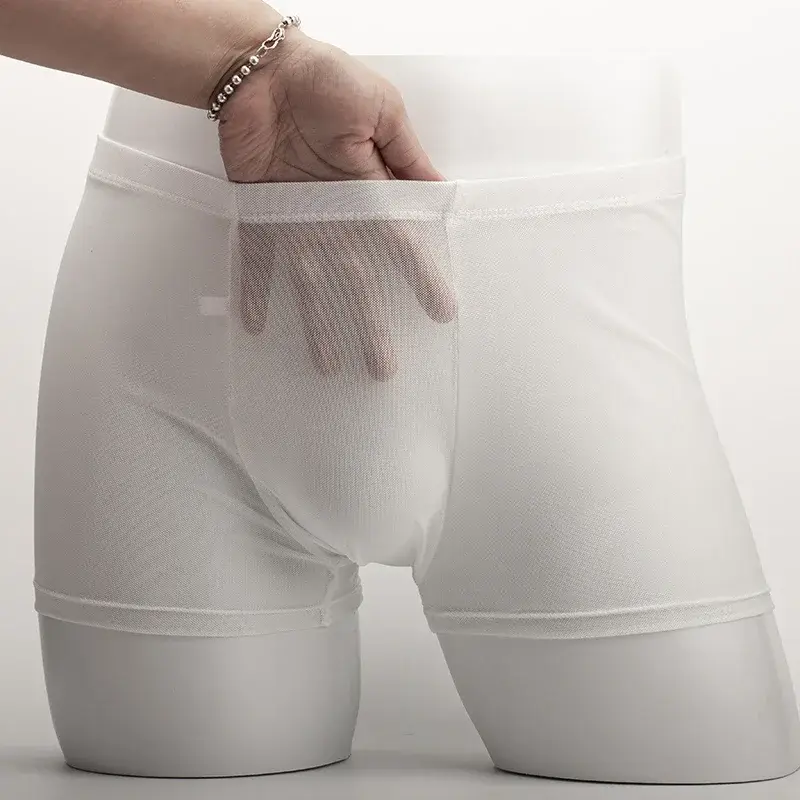Men's Underwear Transparent Boxers Bulge Ice Silk See Through Underpants Sexy Briefs Low Waist Panties Lingerie Intimates 3256808377911341