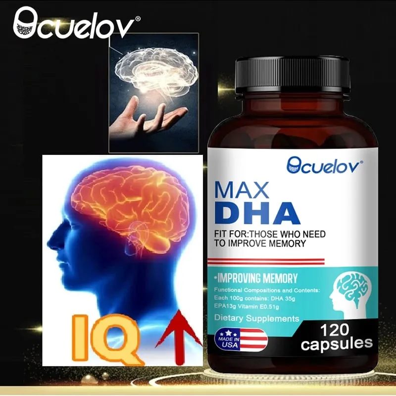 Bcuelov MAX DHA-melhorar memória proteger visão inteligência ativar células cerebrais melhorar suplemento dietético de fadiga cerebral