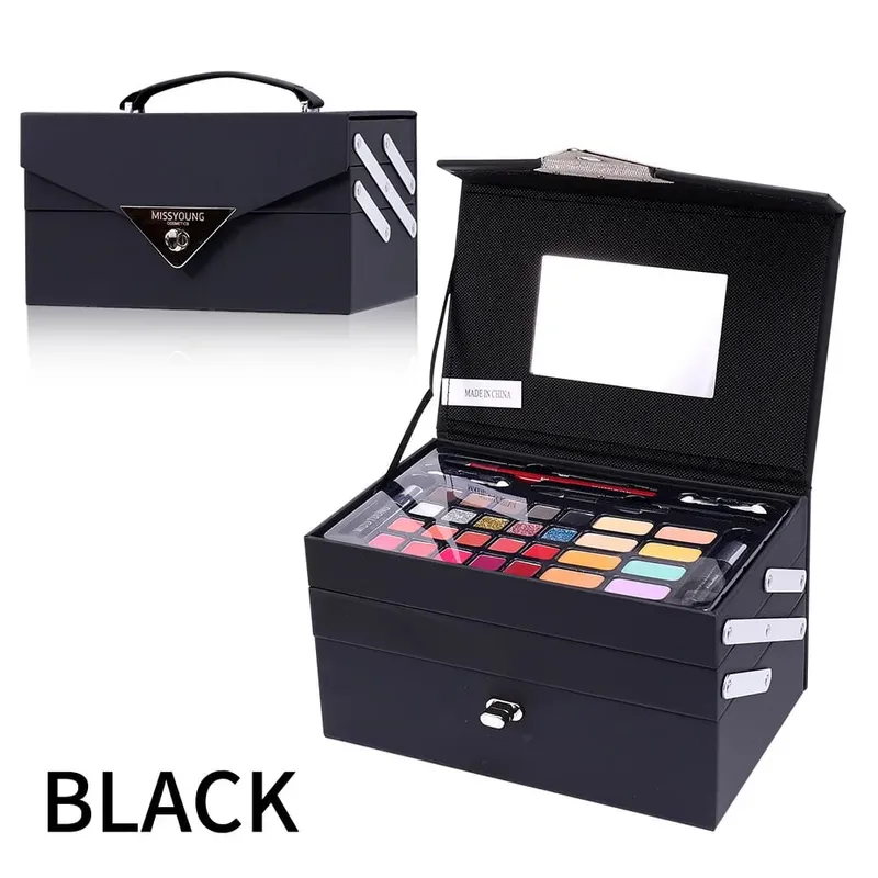 Conjunto de maquiagem cosmética caixa de presente batom fosco pó blush corretivo destaque multi-cor pérola fosco sombra conjunto de maquiagem